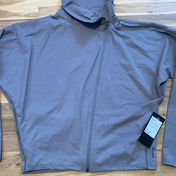 NWT Karma Debi Drop Shoulder Long Sleeve Zip Up Jacket Gray Women’s M - Picture 4 of 13